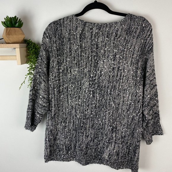 Chico's sweater black and‎ silver size Medium - Picture 2 of 6